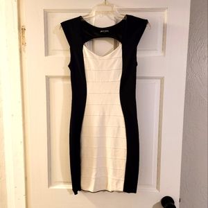 Fitted black and white dress